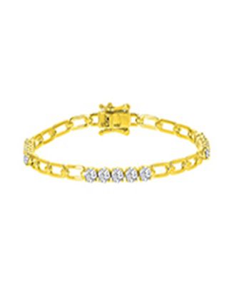 Cubic Zirconia Station Bracelet in 14k Yellow Gold Over Sterling Silver