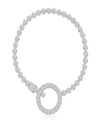 Cubic Zirconia Circle Tennis Bracelet in Rhodium Over Sterling Silver