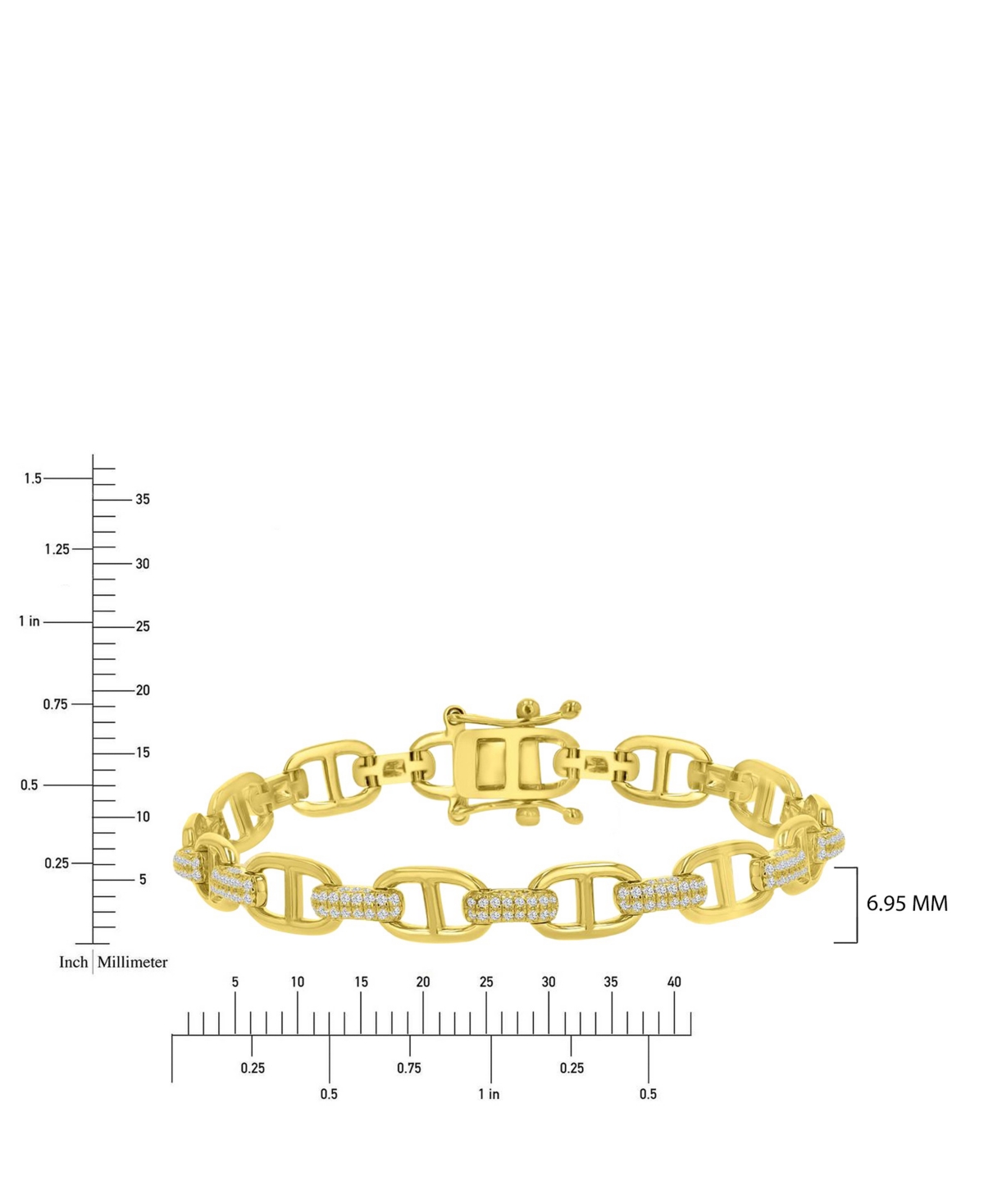 Macy's Cubic Zirconia Anchor Bracelet in 14k Yellow Gold Over Sterling Silver