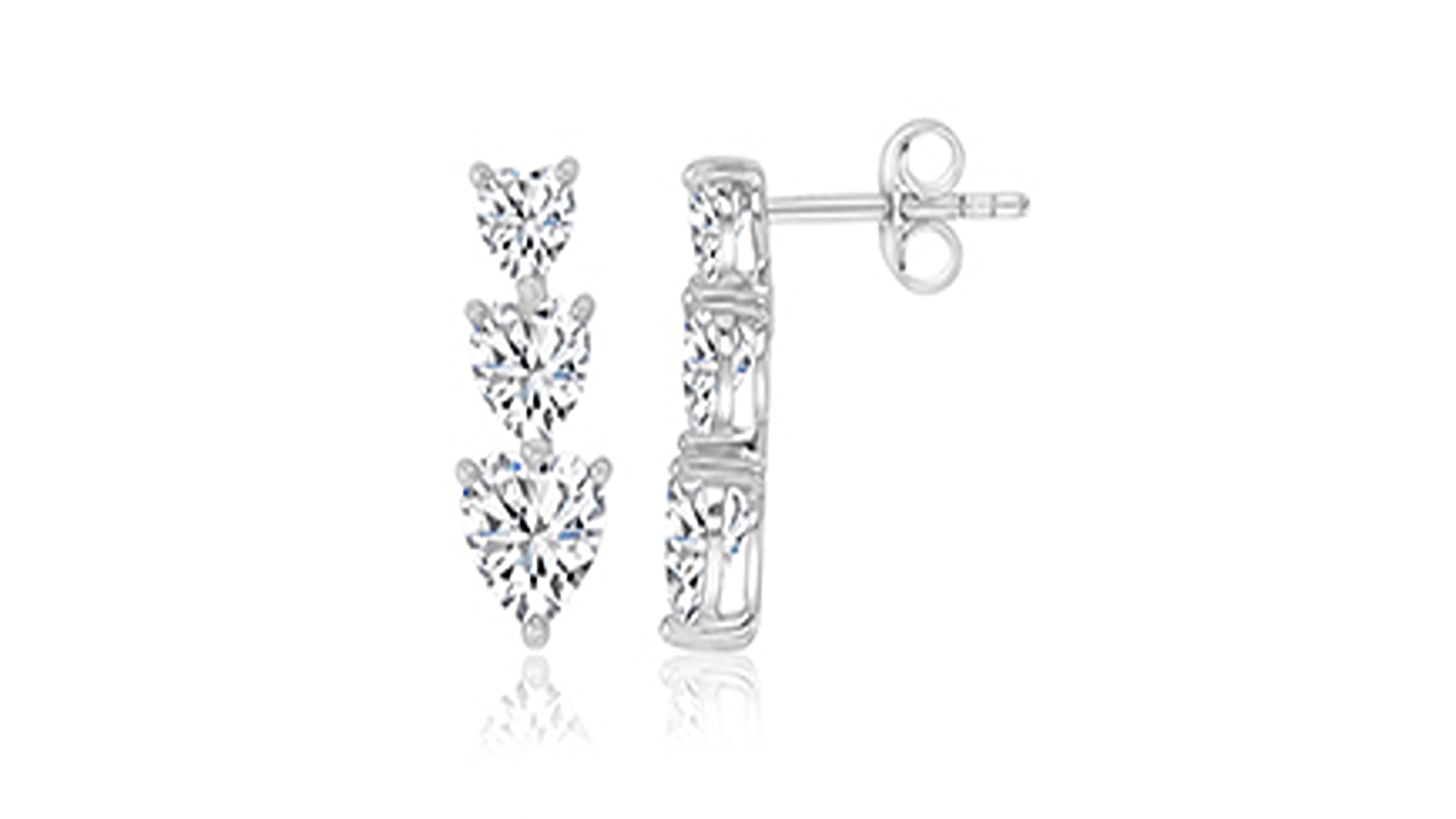 Macy's Cubic Zirconia Triple Heart Stud Earrings in Rhodium Over Sterling Silver