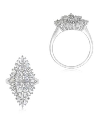 Polished Cubic Zirconia Cocktail Ring in Rhodium Over Sterling Silver