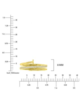 Cubic Zirconia Spiral Pin Ring in 14k Yellow Gold Over Sterling Silver