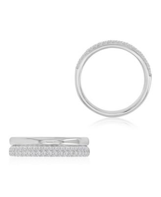 Cubic Zirconia Two-Row Ring in Rhodium Over Sterling Silver