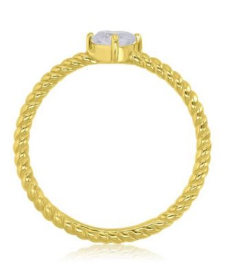 Black Cubic Zirconia Heart, Flower & Cushion Cut Ring in 14k Yellow Gold Over Sterling Silver