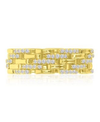 Cubic Zirconia Eternity Chain Ring in 14k Yellow Gold Over Sterling Silver