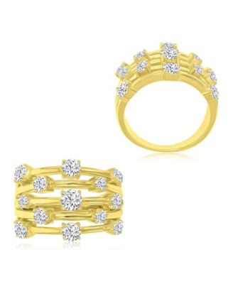 Cubic Zirconia 5-Row Ring in 14k Yellow Gold Over Sterling Silver