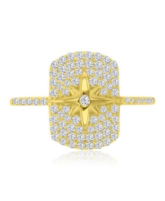 Cubic Zirconia Star Pave Ring in 14k Yellow Gold Over Sterling Silver