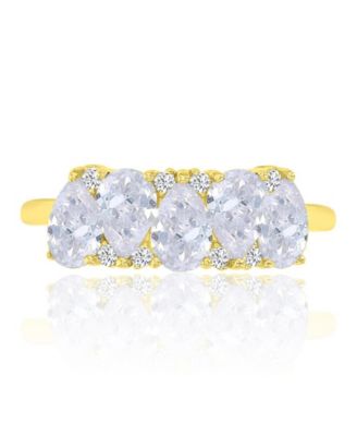Pear-Shaped Cubic Zirconia Ring in 14k Yellow Gold Over Sterling Silver