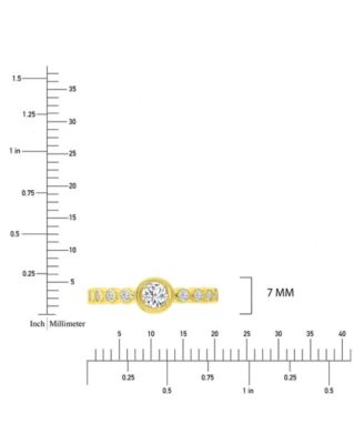 Cubic Zirconia Beaded Ring in 14k Yellow Gold Over Sterling Silver