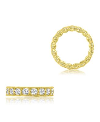 Cubic Zirconia Eternity Ring in 14k Yellow Gold Over Sterling Silver