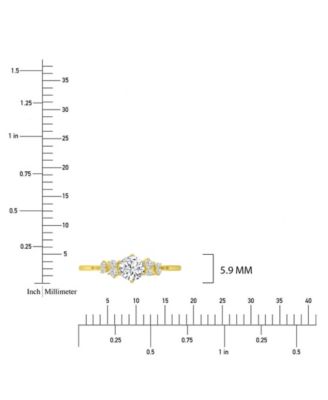 White Cubic Zirconia Ring in 14k Yellow Gold Over Sterling Silver