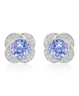Diamond and Tanzanite Stud Earrings in 10k White Gold
