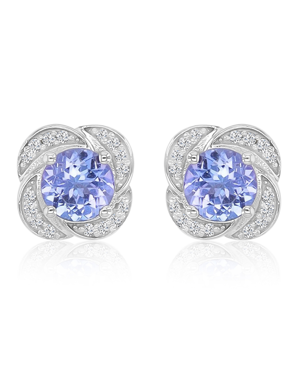Macy's Diamond and Tanzanite Stud Earrings in 10k White Gold