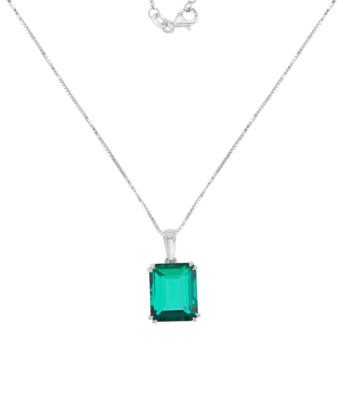 Macy's Created Emerald Solitaire Necklace in 14k White Gold
