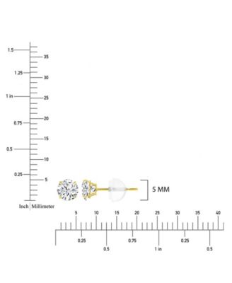 White Swarovski Zirconia Solitaire Earrings in 14k Yellow Gold