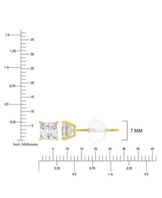 White Swarovski Zirconia Solitaire Earrings in 14k Yellow Gold
