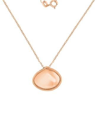 Diamond Accent Textured Seashell Necklace in 14k Rose Gold Over Sterling Silver