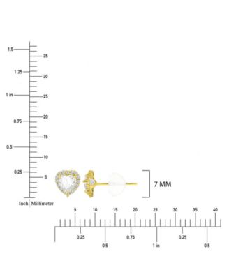 Pave Heart Halo Stud Earrings in 14k Yellow Gold