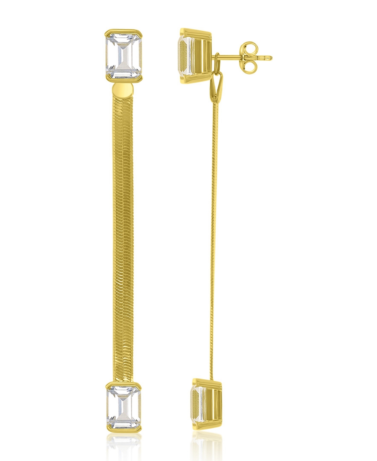 Macy's Created White Sapphire Herringbone Chain Dangling Earrings in 14k Yellow Gold Over Sterling Silver