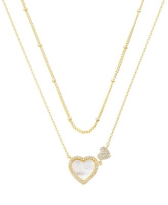 Cubic Zirconia Double Heart Layered Necklace Set