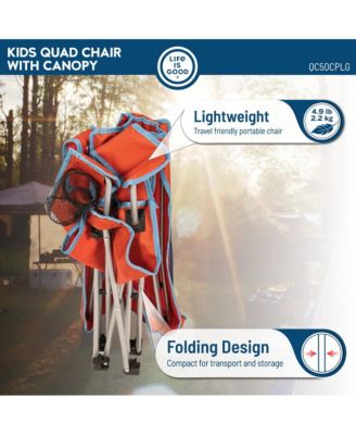 Max Shade Quad Folding Camp Chair With Tilt Uv Sun Protection Canopy Orange