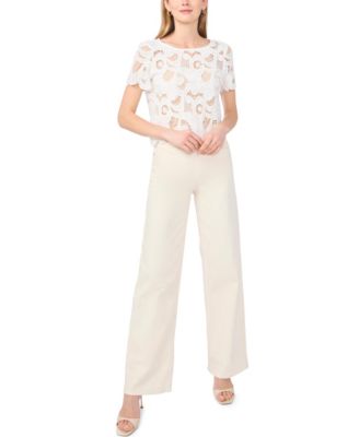 Women's Short-Sleeve Crochet Blouse