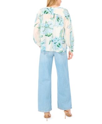 Women's Long-Sleeve Oversized Tie-Front Top