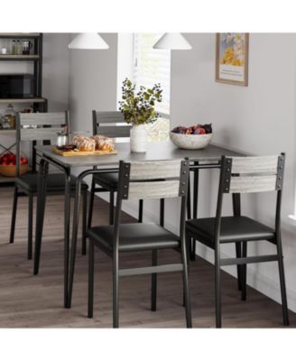 Dining Table Set for 4, Small Square Table and Chairs, 5 Piece Kitchen and Dining Set for Compact Spaces