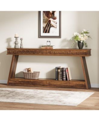 Farmhouse Console Table, Wood 70.9 Inch Extra Long Entryway Table with Storage, Narrow Long Sofa Tables Behind Couch