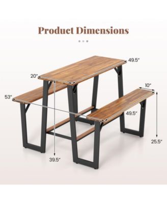 Acacia Wood Patio Picnic Table Bench Set for Outdoor Use