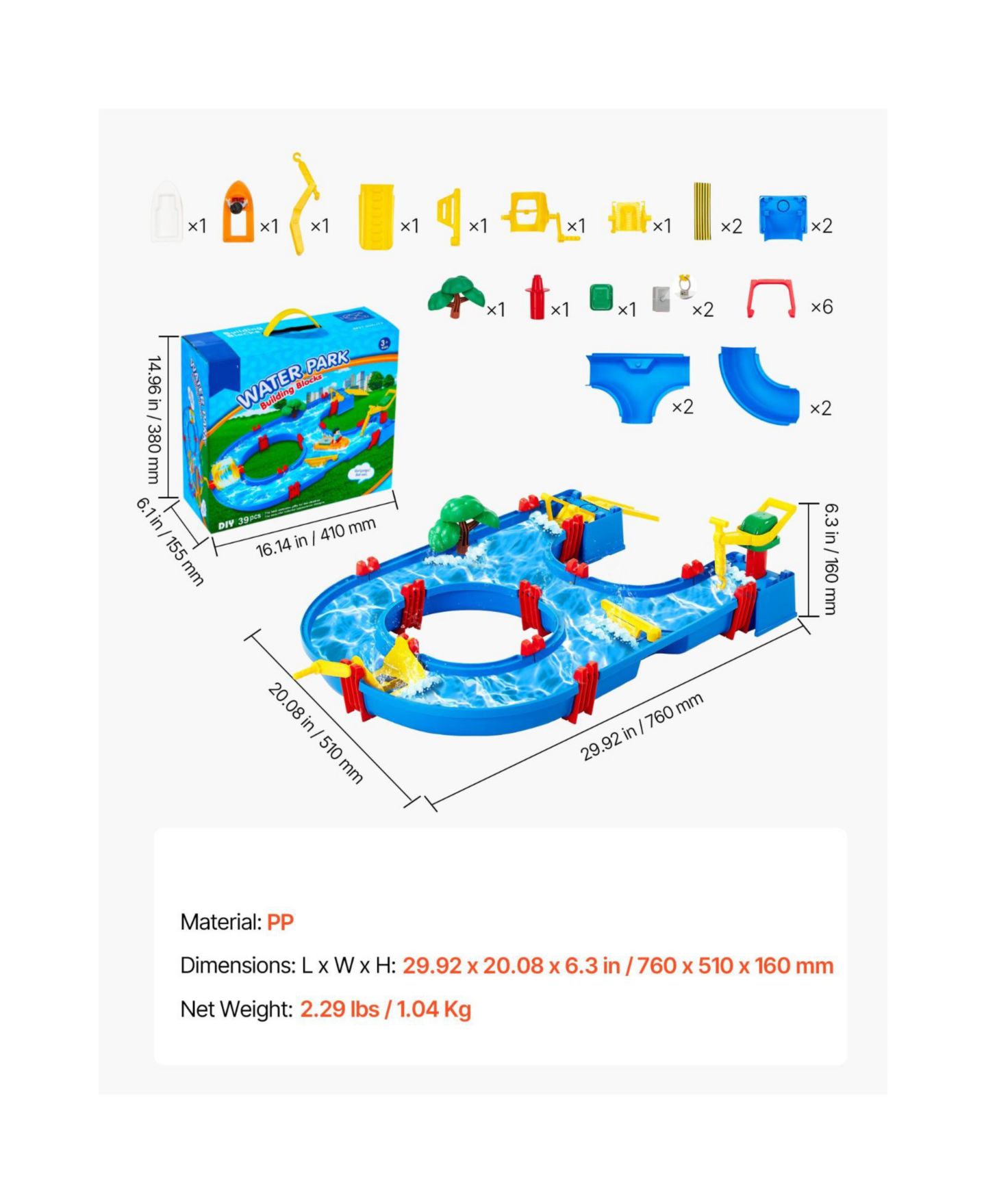 Детский игровой набор Slickblue Kids Waterway Playset with 39 Accessories for Outdoor Fun, цвет: Синий — фото 3