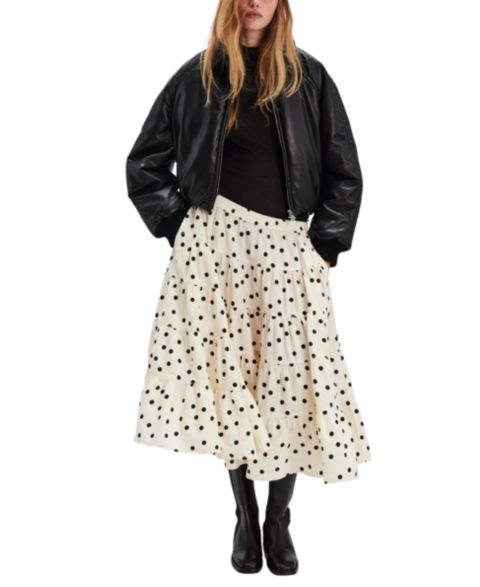 Женская юбка Free People Full Swing Printed Tiered Midi, цвет: Слоновая кость комбинированный
