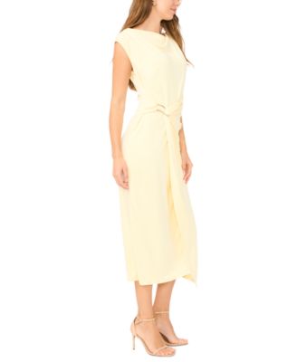 Women's Sleeveless Boat-Neck Pont&eacute;-Knot Wrap Midi Dress