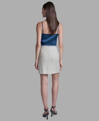 Women's Denim Braid Knee Length Skirt