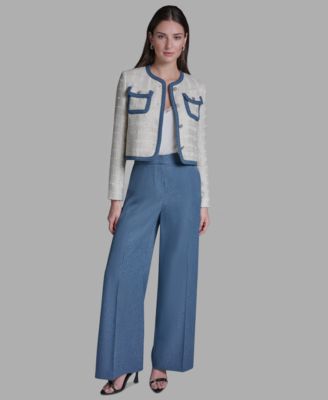 Women's Shoulder Padding Braided Denim Jacket