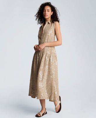 Women's Curved Yoke Collared Dress