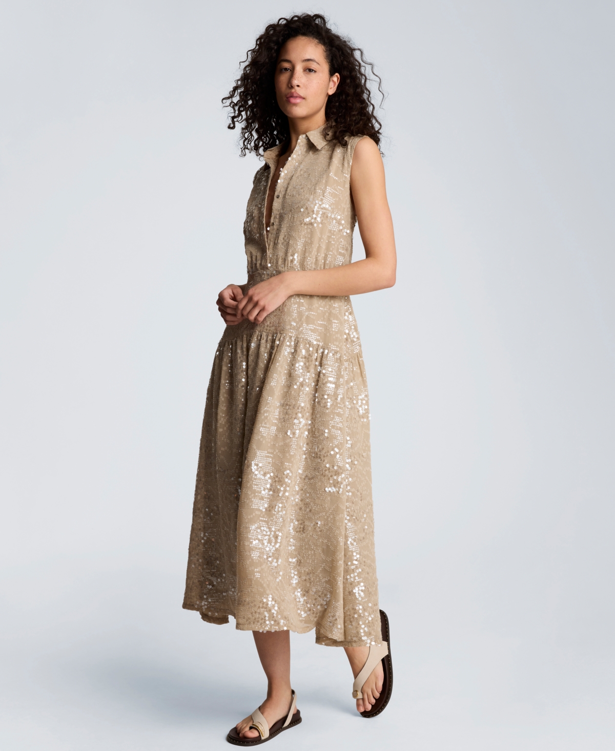 Kenneth Cole Women's Curved Yoke Collared Dress