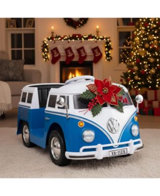 12V Ride On Car Licensed Volkswagen Ride-on Bus with Cup Holder and LED Headlights for 3+ Years Old-Blue