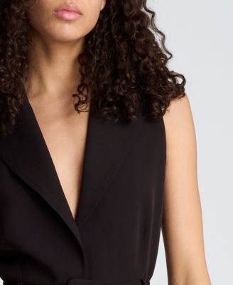 Women's Notched Lapel Belted Dress