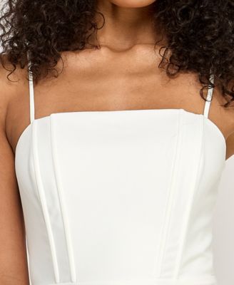 Junior's Ruffle Hem Square Neck Dress