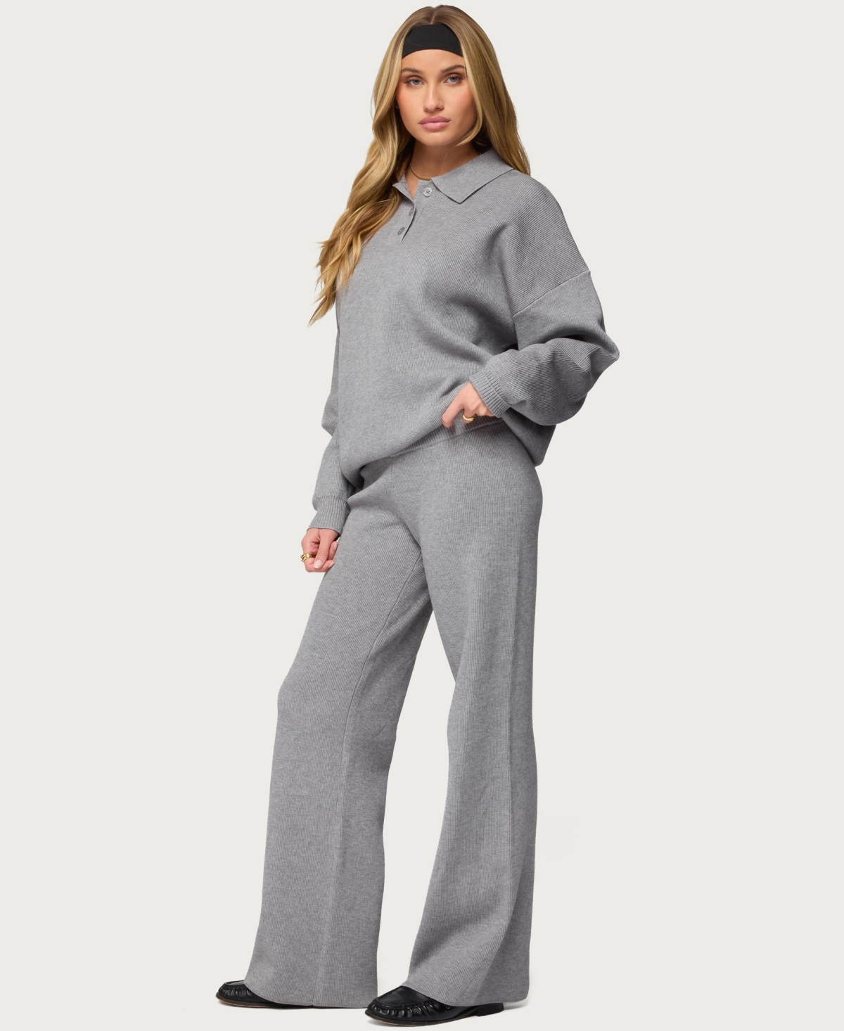 Edikted Women's Lorie Wide Leg Knit Pants