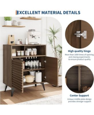 Fluted Storage Cabinet, Sideboard Buffet Cabinet with Storage & Adjustable Shelves for Living Room, Kitchen, Entryway