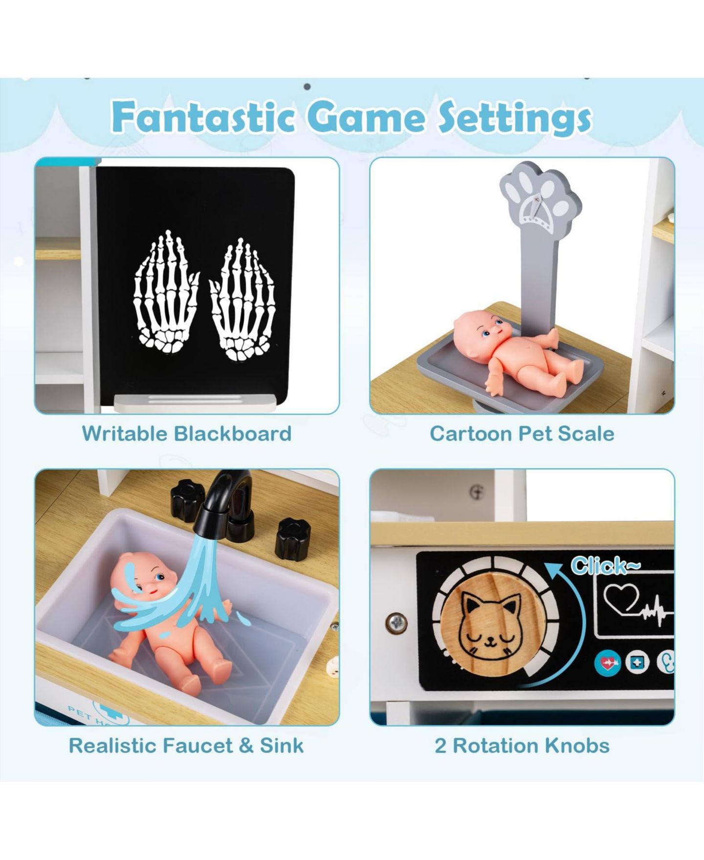 Детский игровой набор Mecale Doctor Office Interactive Stations Play Set, Ages 3+, цвет: Коричневый — фото 5