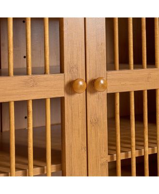 Shoe Cabinet with Shutter Doors, 6-Tier Entryway Wooden Modern Rack Organizer, Walnut