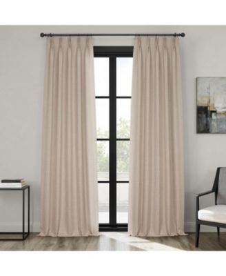 French Pleat Textured Faux Linen Room Darkening Curtain