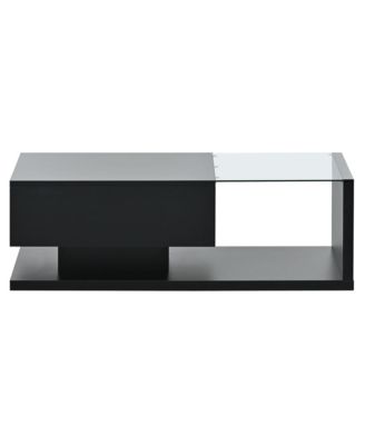  Modernist Glass-Wood Center Table
