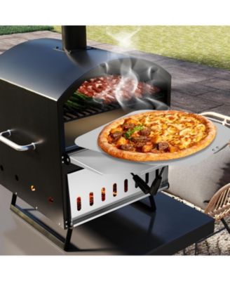 Outdoor 16 Inch 2-Layer Wood Fired Pizza Oven with Square Stone