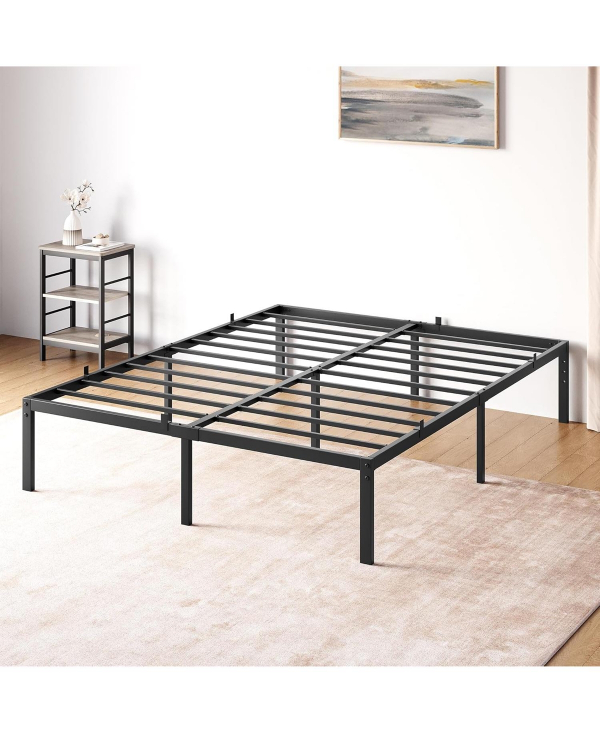 gaomon 14 Inch Bed Frame with Storage,Metal Platform Bed Frame No Box Spring Needed Steel Slat Support Easy Assembly