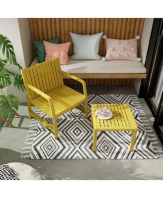 2 Piece Indoor Outdoor Furniture Set with Chair Coffee Table Waterproof PP Material Easy Assembly Patio Conversation Set