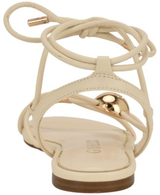 Women's Tabell Strappy Gold Dome Tie-Up Flat Sandals